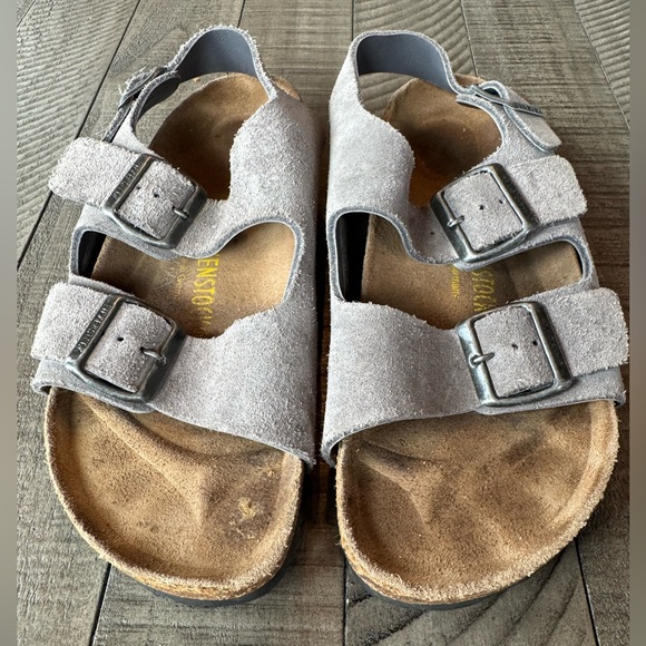 Birkenstock Milano Suede Gray Strap Sandals Women’s Size 39 (8-8.5) - Picture 8 of 16